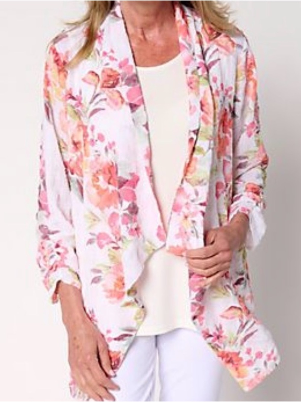 Susan Graver Regular Textured Woven Cardigan and Knit Tank Set